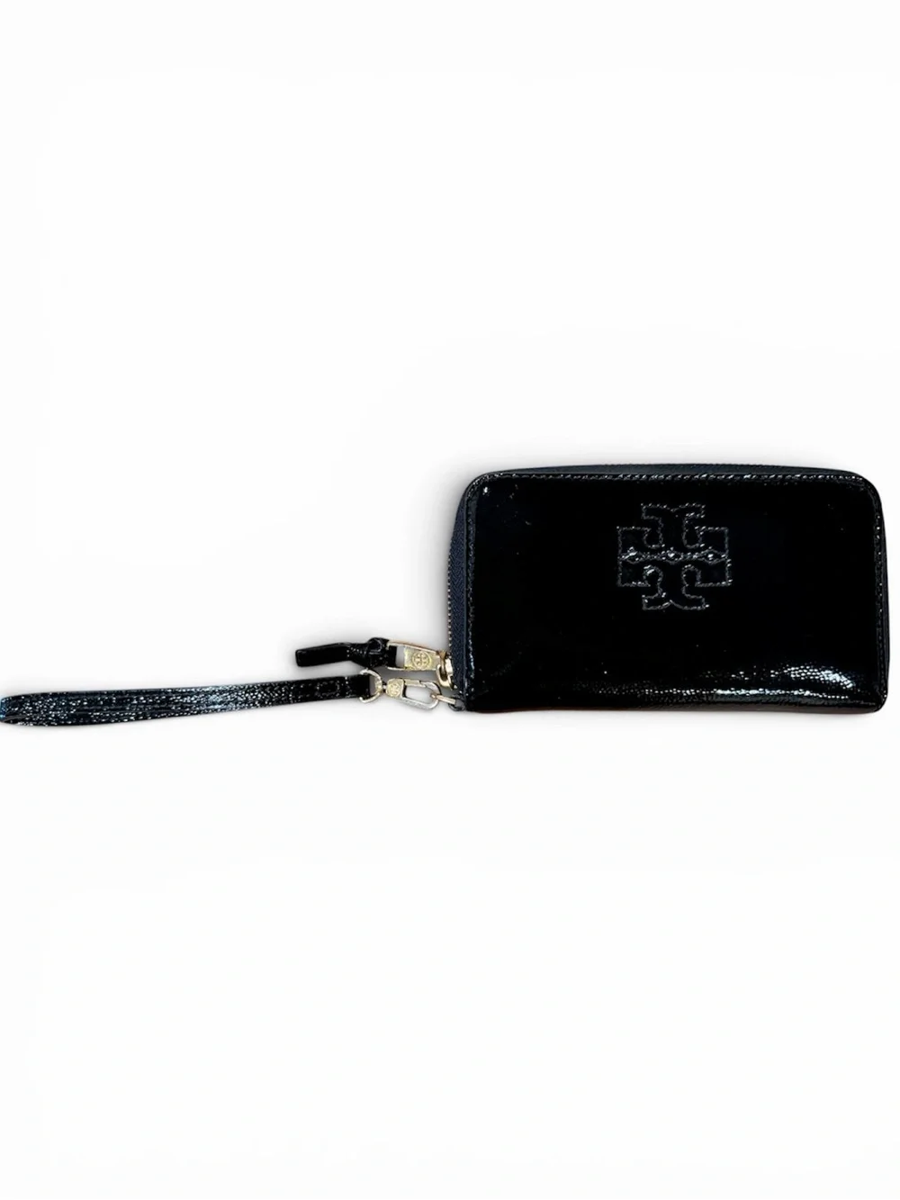 Tory Burch Black Patent Leather Zip Wristlet/Wallet